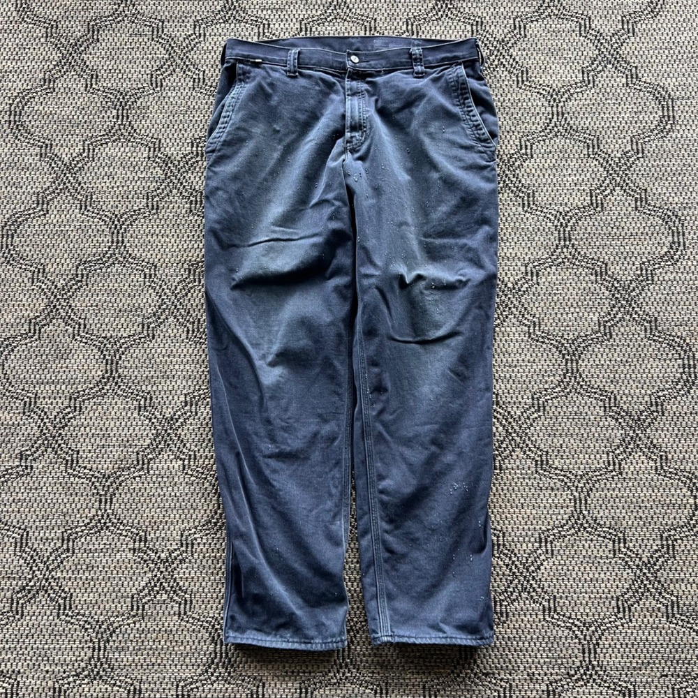 Carhartt FR Pants Mens 36x34 Blue Flame Resistant Distressed Utility Workwear